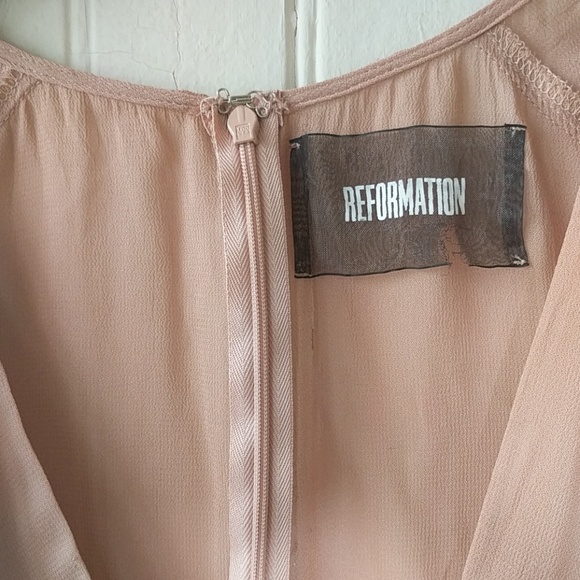 Reformation Thalia blush pink tulle midi dress 2P - Picture 6 of 8